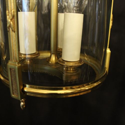 FRENCH SET OF 3 GILDED BRONZE HALL LANTERNS - ADDITIONAL PHOTO 7