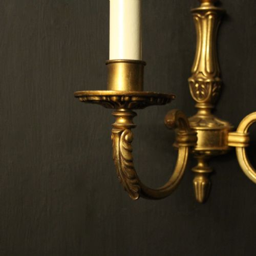 FRENCH PAIR OF GILDED BRASS ANTIQUE WALL LIGHTS - ADDITIONAL PHOTO 2