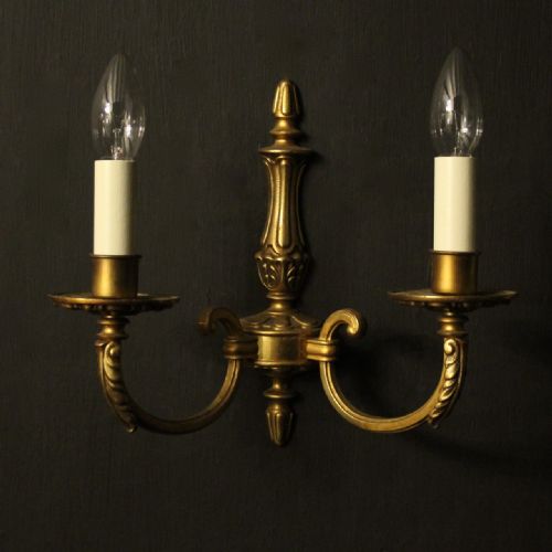 FRENCH PAIR OF GILDED BRASS ANTIQUE WALL LIGHTS - ADDITIONAL PHOTO 5