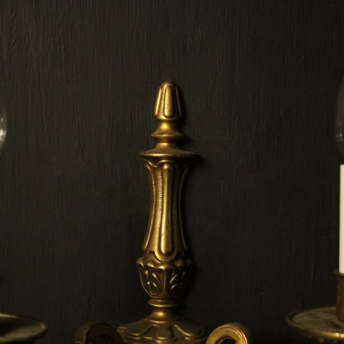 FRENCH PAIR OF GILDED BRASS ANTIQUE WALL LIGHTS - ADDITIONAL PHOTO 6