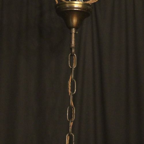 FRENCH BRONZE TRIPLE LIGHT ANTIQUE HALL LANTERN - ADDITIONAL PHOTO 9