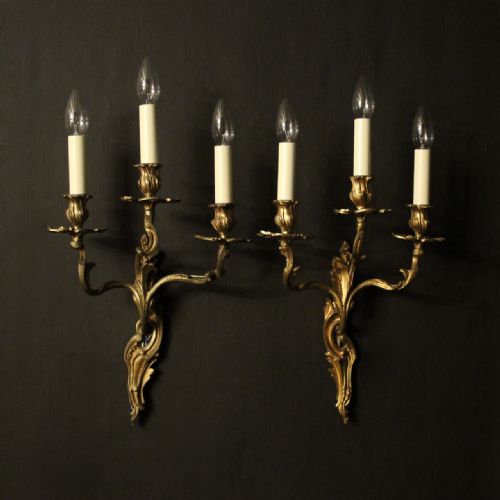 French Pair of Bronze Antique Wall Sconces