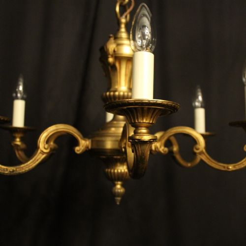 FRENCH GILDED BRONZE 6 LIGHT ANTIQUE CHANDELIER - ADDITIONAL PHOTO 1