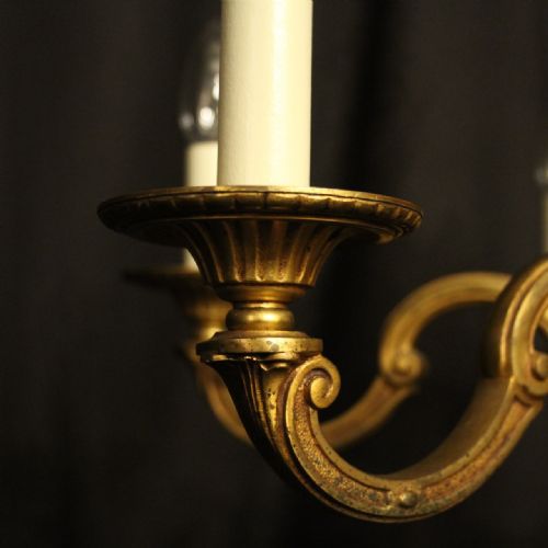 FRENCH GILDED BRONZE 6 LIGHT ANTIQUE CHANDELIER - ADDITIONAL PHOTO 4