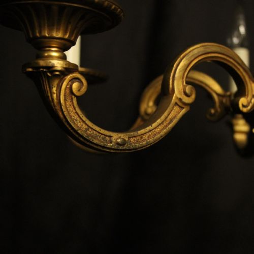 FRENCH GILDED BRONZE 6 LIGHT ANTIQUE CHANDELIER - ADDITIONAL PHOTO 6