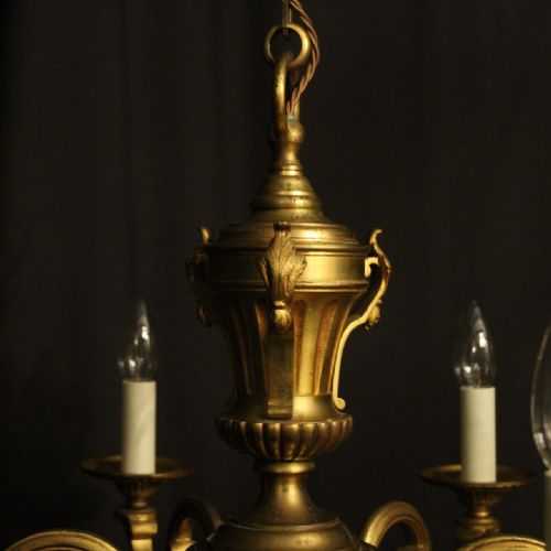 FRENCH GILDED BRONZE 6 LIGHT ANTIQUE CHANDELIER - ADDITIONAL PHOTO 7