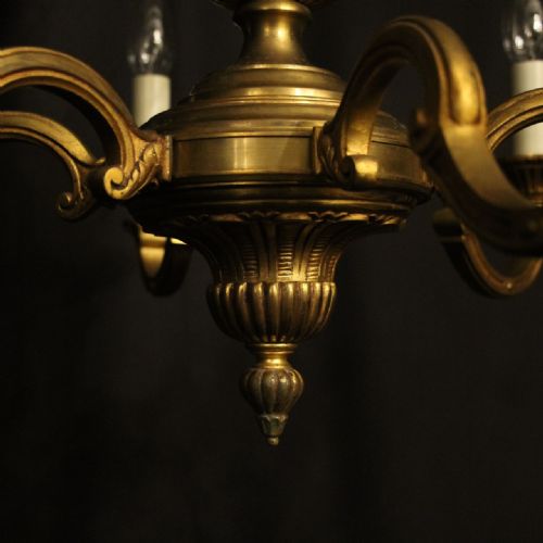 FRENCH GILDED BRONZE 6 LIGHT ANTIQUE CHANDELIER - ADDITIONAL PHOTO 8