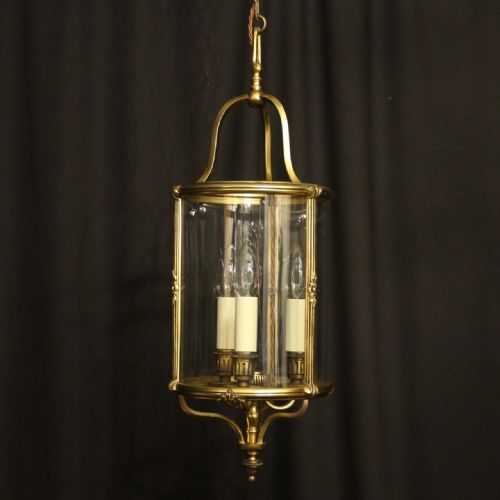 French Gilded Triple Light Convex Antique Lantern