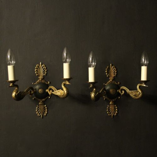 french pair of empire antique wall lights - CATEGORY: ANTIQUE LIGHTING - DATED 1920