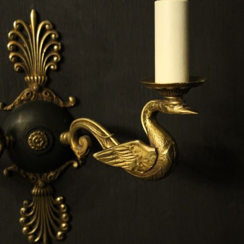 FRENCH PAIR OF EMPIRE ANTIQUE WALL LIGHTS - ADDITIONAL PHOTO 3