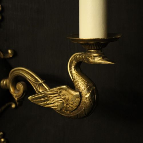 FRENCH PAIR OF EMPIRE ANTIQUE WALL LIGHTS - ADDITIONAL PHOTO 4