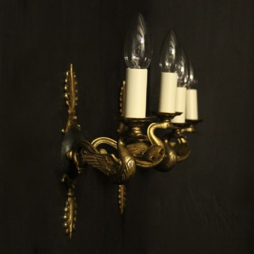 FRENCH PAIR OF EMPIRE ANTIQUE WALL LIGHTS - ADDITIONAL PHOTO 9