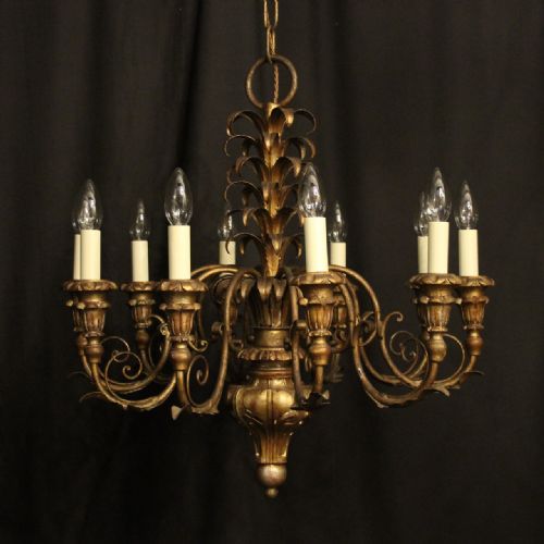 italian floretine giltwood 10 light antique chandelier - CATEGORY: ANTIQUE LIGHTING - DATED 1920