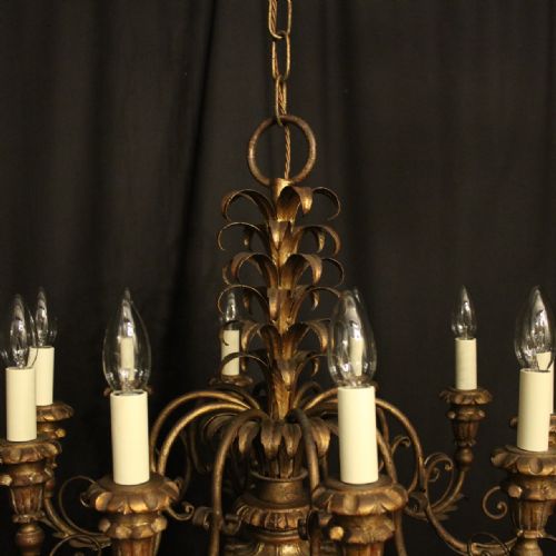 ITALIAN FLORETINE GILTWOOD 10 LIGHT ANTIQUE CHANDELIER - ADDITIONAL PHOTO 6