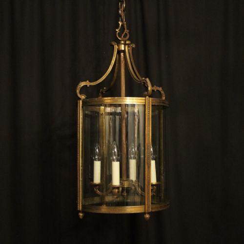 french large gilded bronze antique hall lantern - CATEGORY: ANTIQUE LIGHTING - DATED 1920
