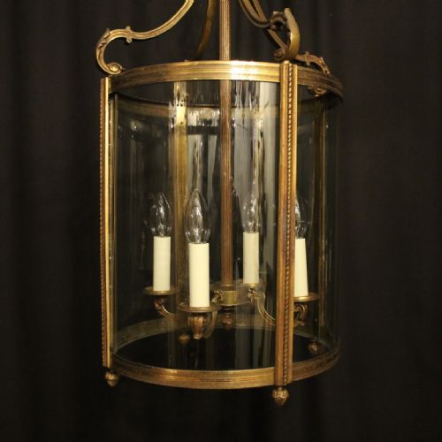 FRENCH LARGE GILDED BRONZE ANTIQUE HALL LANTERN - ADDITIONAL PHOTO 1