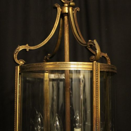 FRENCH LARGE GILDED BRONZE ANTIQUE HALL LANTERN - ADDITIONAL PHOTO 3