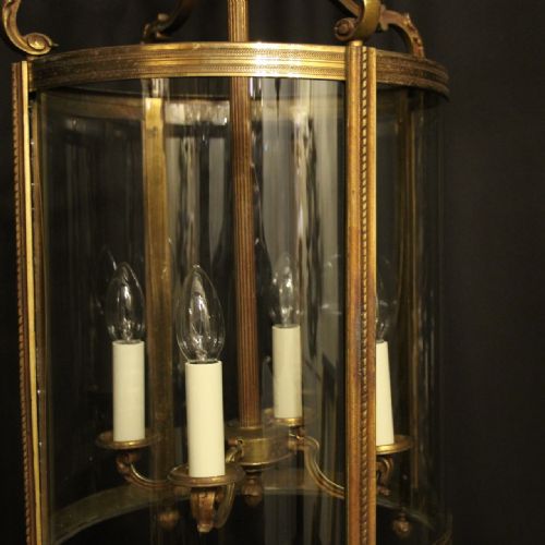 FRENCH LARGE GILDED BRONZE ANTIQUE HALL LANTERN - ADDITIONAL PHOTO 4