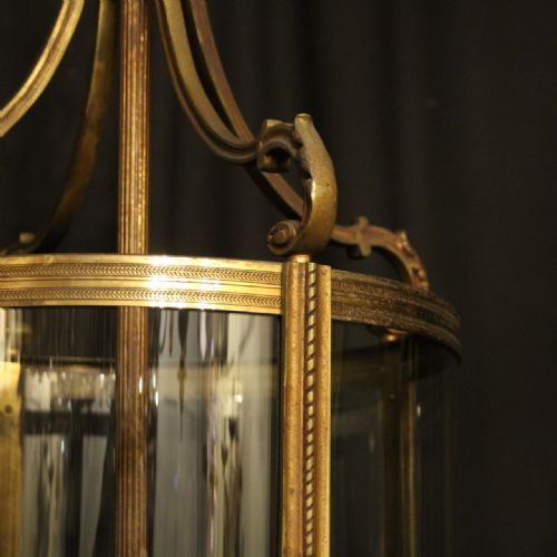 FRENCH LARGE GILDED BRONZE ANTIQUE HALL LANTERN - ADDITIONAL PHOTO 6
