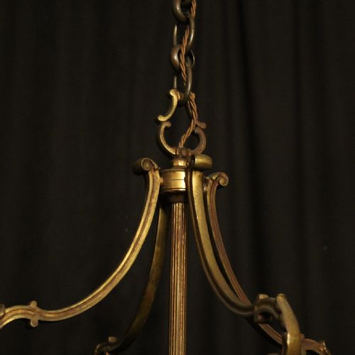 FRENCH LARGE GILDED BRONZE ANTIQUE HALL LANTERN - ADDITIONAL PHOTO 7