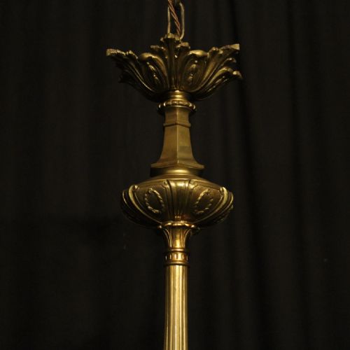 ENGLISH GILDED BRONZE 6 LIGHT ANTIQUE CHANDELIER - ADDITIONAL PHOTO 8