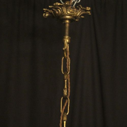 ENGLISH GILDED BRONZE 6 LIGHT ANTIQUE CHANDELIER - ADDITIONAL PHOTO 9