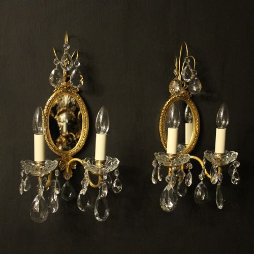 french pair of gilded bronze twin arm antique girandoles - CATEGORY: ANTIQUE LIGHTING - DATED 1920