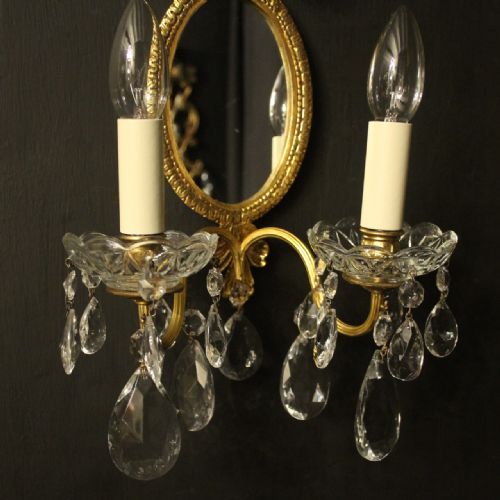 FRENCH PAIR OF GILDED BRONZE TWIN ARM ANTIQUE GIRANDOLES - ADDITIONAL PHOTO 1