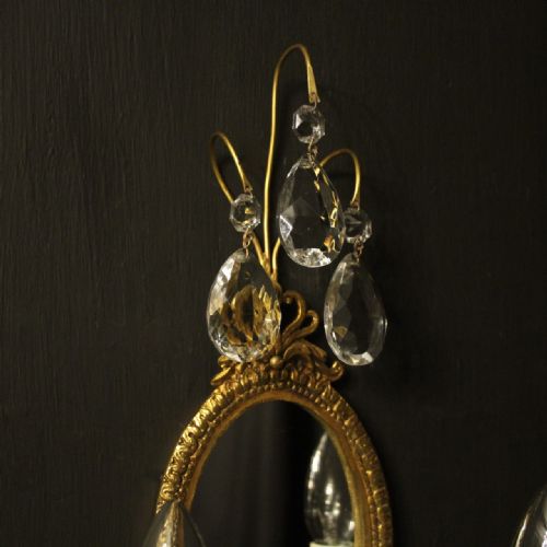 FRENCH PAIR OF GILDED BRONZE TWIN ARM ANTIQUE GIRANDOLES - ADDITIONAL PHOTO 6