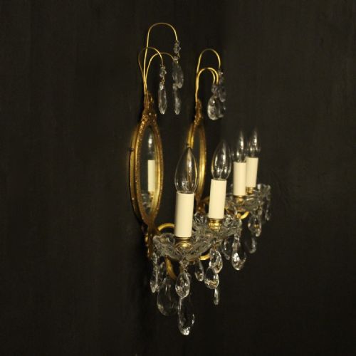 FRENCH PAIR OF GILDED BRONZE TWIN ARM ANTIQUE GIRANDOLES - ADDITIONAL PHOTO 9