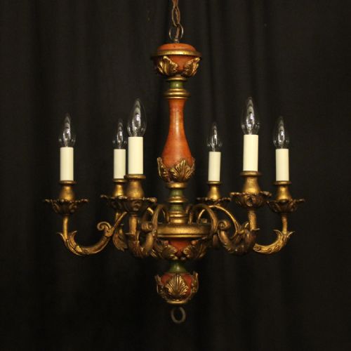 florentine 6 light polychrome chandelier - CATEGORY: ANTIQUE LIGHTING - DATED 1930