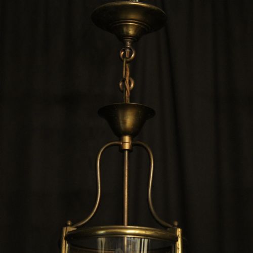 FRENCH PAIR BRASS CONVEX TRIPLE LIGHT LANTERNS - ADDITIONAL PHOTO 8