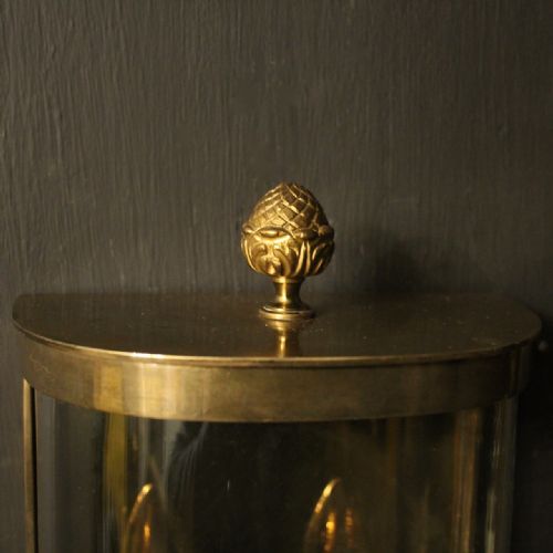 FRENCH PAIR OF BRASS ANTIQUE HALF WALL LANTERNS - ADDITIONAL PHOTO 3
