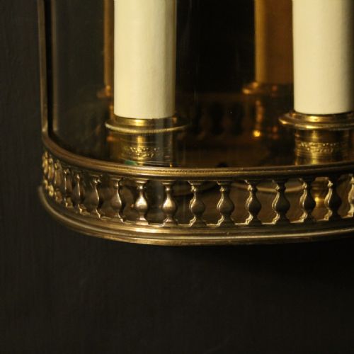FRENCH PAIR OF BRASS ANTIQUE HALF WALL LANTERNS - ADDITIONAL PHOTO 7