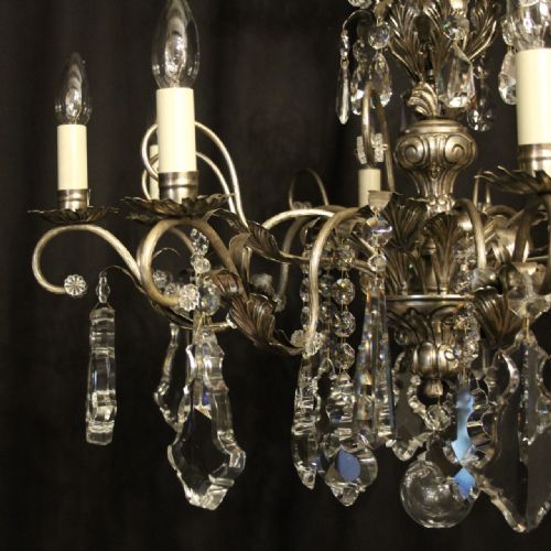 ITALIAN SILVER CRYSTAL GENOA 8 LIGHT CHANDELIER - ADDITIONAL PHOTO 1