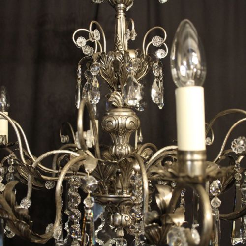 ITALIAN SILVER CRYSTAL GENOA 8 LIGHT CHANDELIER - ADDITIONAL PHOTO 2