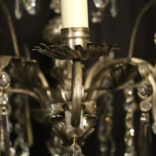 ITALIAN SILVER CRYSTAL GENOA 8 LIGHT CHANDELIER - ADDITIONAL PHOTO 3