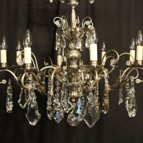 ITALIAN SILVER CRYSTAL GENOA 8 LIGHT CHANDELIER - ADDITIONAL PHOTO 4