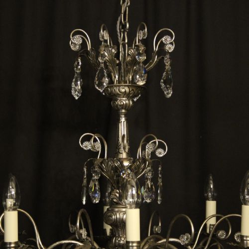 ITALIAN SILVER CRYSTAL GENOA 8 LIGHT CHANDELIER - ADDITIONAL PHOTO 6