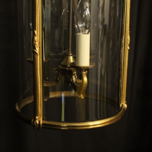 FRENCH LARGE GILDED BRONZE CONVEX ANTIQUE HALL LANTERN - ADDITIONAL PHOTO 7