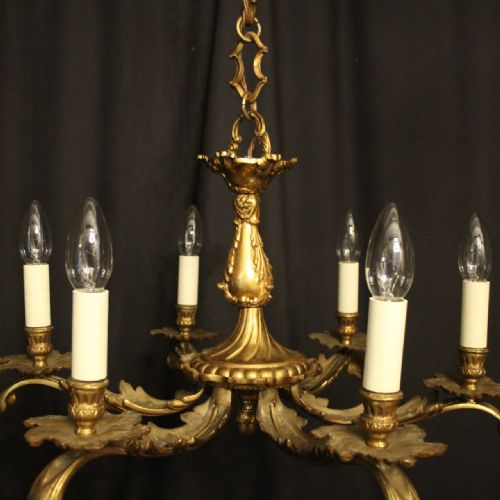 FRENCH GILDED BRONZE 6 LIGHT ANTIQUE CHANDELIER - ADDITIONAL PHOTO 2
