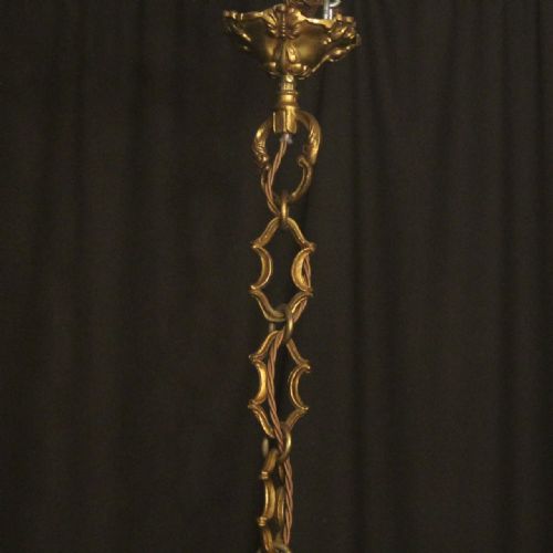 FRENCH GILDED BRONZE 6 LIGHT ANTIQUE CHANDELIER - ADDITIONAL PHOTO 9