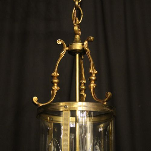 FRENCH GILDED BRASS TWIN LIGHT CONVEX ANTIQUE LANTERN - ADDITIONAL PHOTO 2