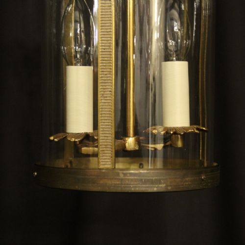 FRENCH GILDED BRASS TWIN LIGHT CONVEX ANTIQUE LANTERN - ADDITIONAL PHOTO 7