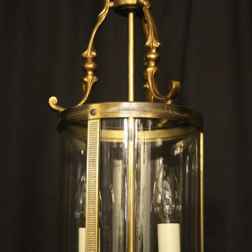 FRENCH GILDED BRASS TWIN LIGHT CONVEX ANTIQUE LANTERN - ADDITIONAL PHOTO 8