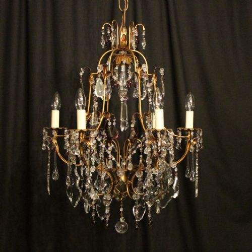 italian florentine crystal 7 light antique chandelier - CATEGORY: ANTIQUE LIGHTING - DATED 1930