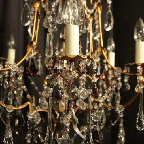 ITALIAN FLORENTINE CRYSTAL 7 LIGHT ANTIQUE CHANDELIER - ADDITIONAL PHOTO 1