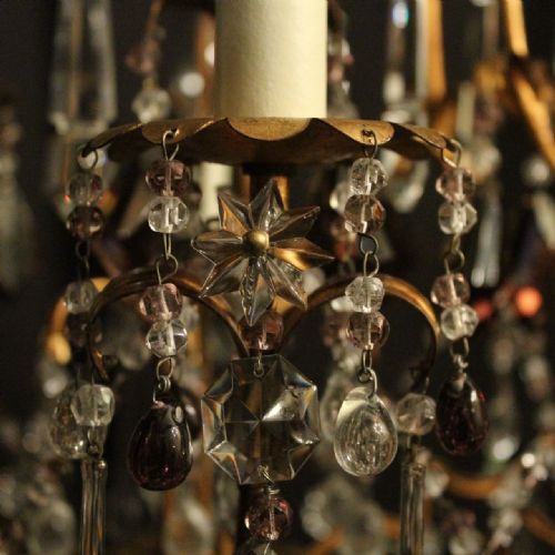 ITALIAN FLORENTINE CRYSTAL 7 LIGHT ANTIQUE CHANDELIER - ADDITIONAL PHOTO 2
