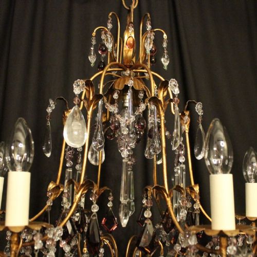 ITALIAN FLORENTINE CRYSTAL 7 LIGHT ANTIQUE CHANDELIER - ADDITIONAL PHOTO 4