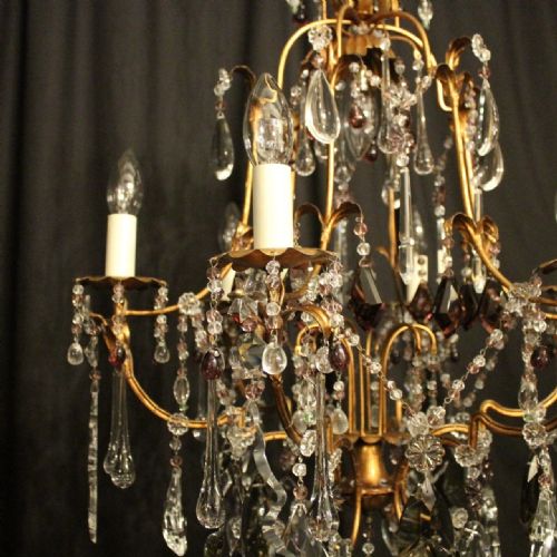 ITALIAN FLORENTINE CRYSTAL 7 LIGHT ANTIQUE CHANDELIER - ADDITIONAL PHOTO 8